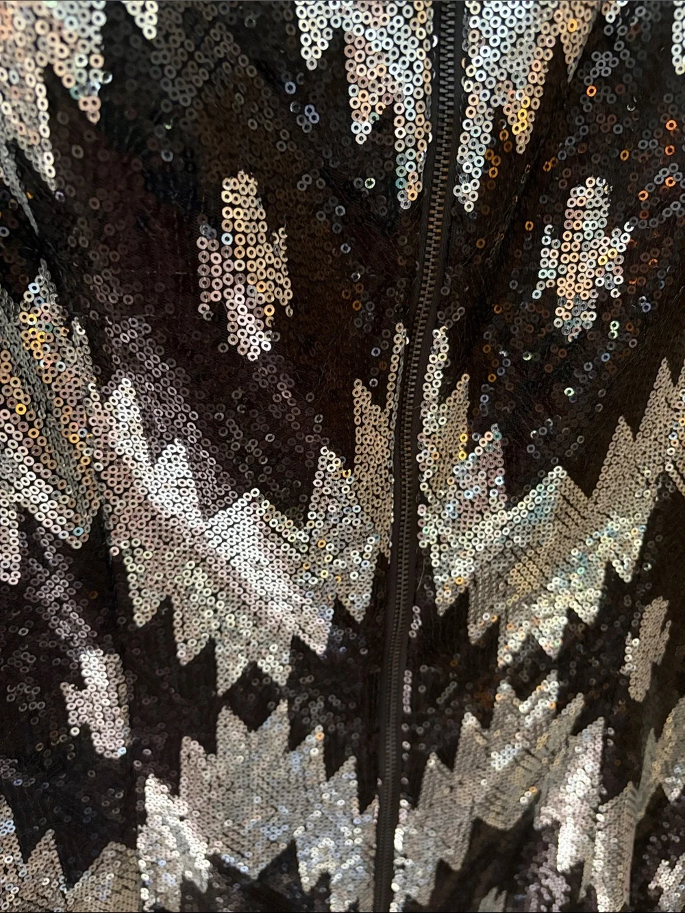 Vince Camuto Black and silver Sequin Cocktail dress with fringe bottom. NWT - Picture 6 of 8